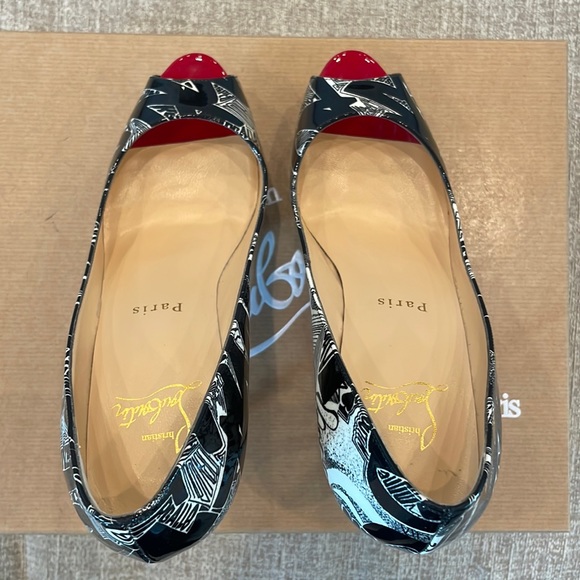 Christian Louboutin Fetish Peep Black White Size 36 - Picture 4 of 8